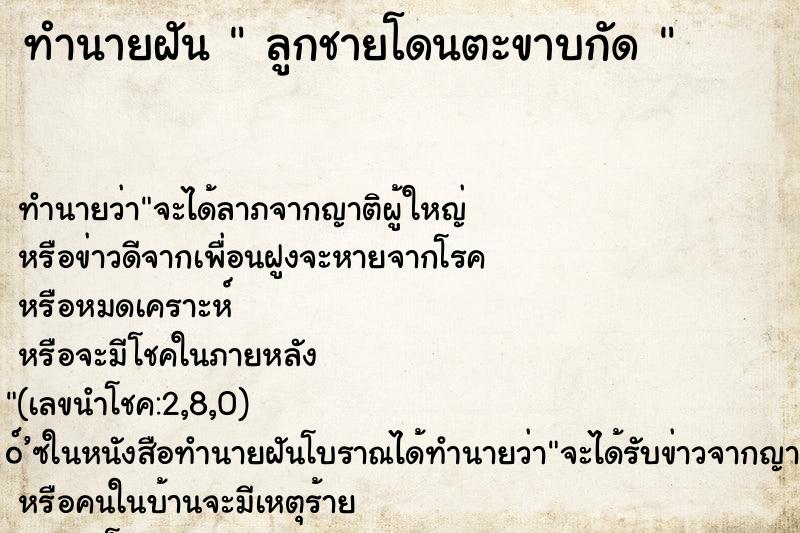ทำนายฝัน  ลูกชายโดนตะขาบกัด 